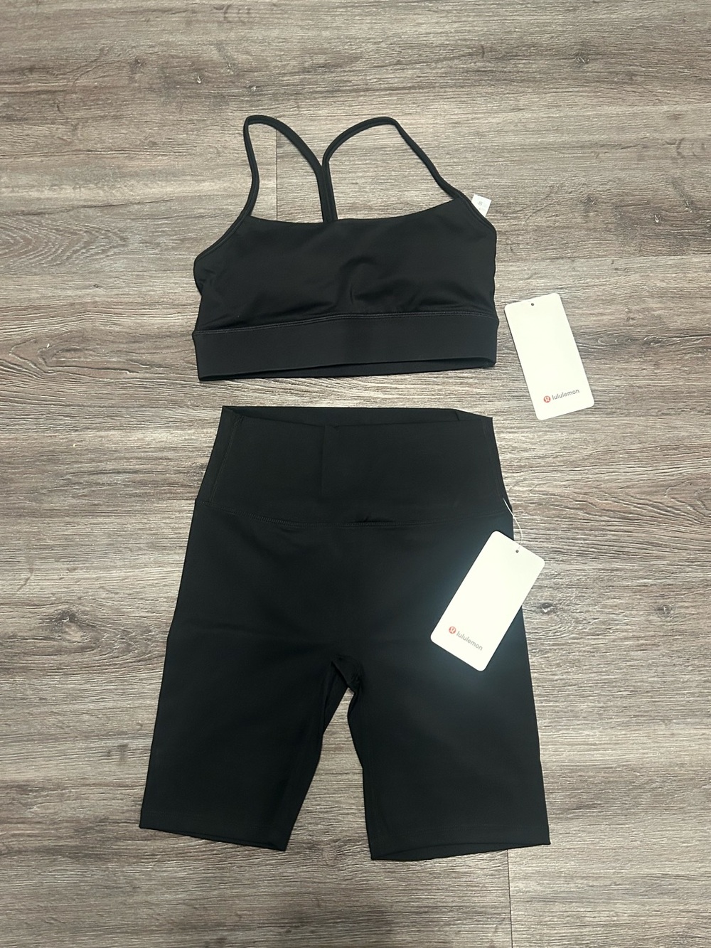 lululemon athletica Black Sports Bra and Bike Shorts Set